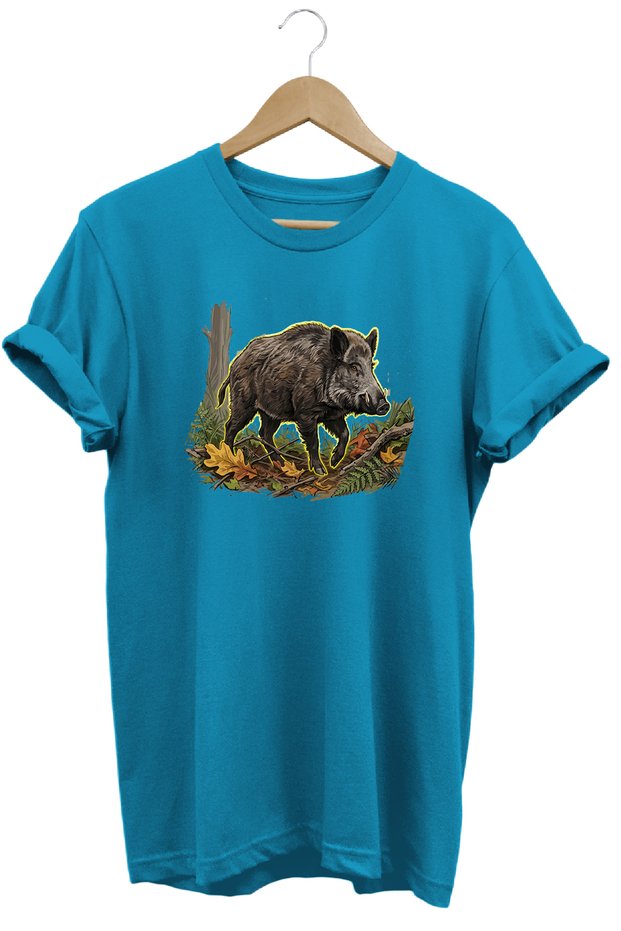 Wild Boar Printed Land and Nature T-Shirt Outdoor Camping Wear