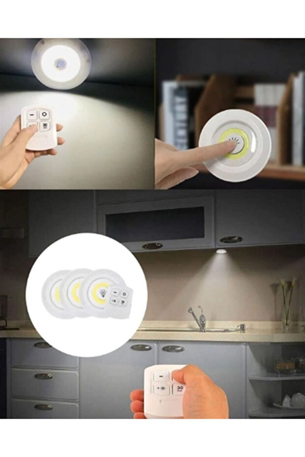 مصباح سبوت LED لاسلكي مكون من 3 قطع قابل للتحكم عن بعد