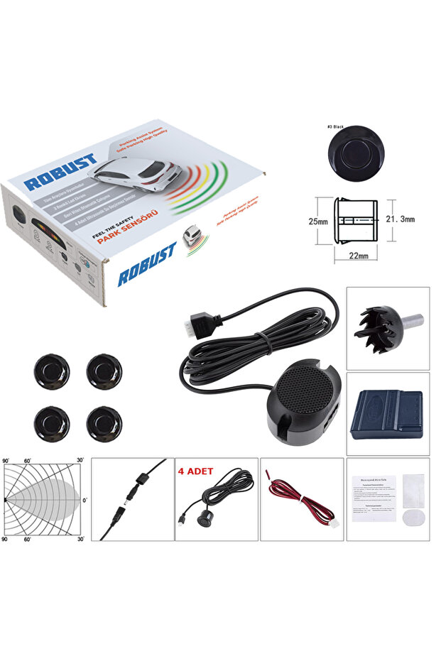 Robust-Rps1004 Park Sensor with Sound Warning 22mm Black Imported Premium