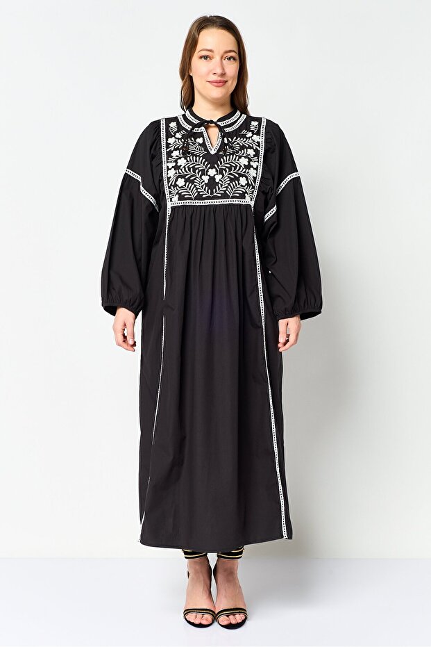 Women Embroidered Maxi Dress, Navy