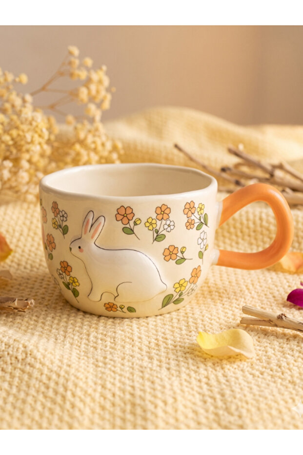Rabbit Garden Themed Ceramic Mug