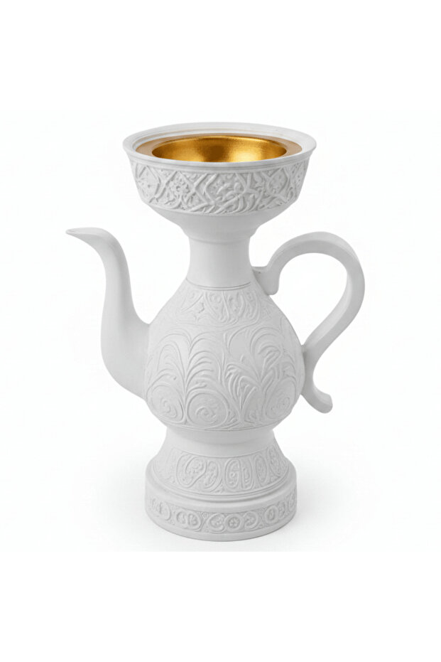 White Chalk Arabic Incense Burner – Dallah Mabkhara | 18 cm