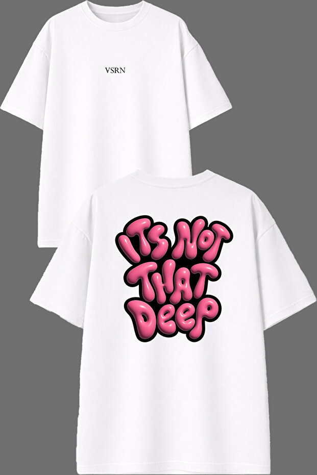 Its Not Design White Oversize T-Shirt with Front and Back Print
