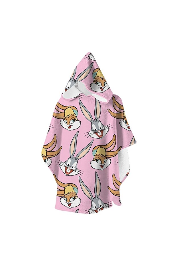 Children's Pink Lunabun Poncho Beach Towel