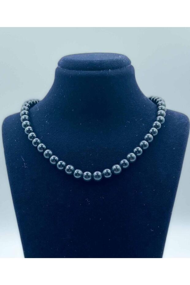Shungite Natural Stone Necklace 6 Mm Sphere Cut