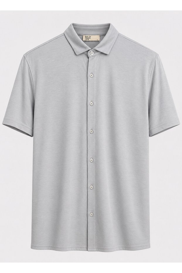 Gray Color Short Sleeve Modal Shirt
