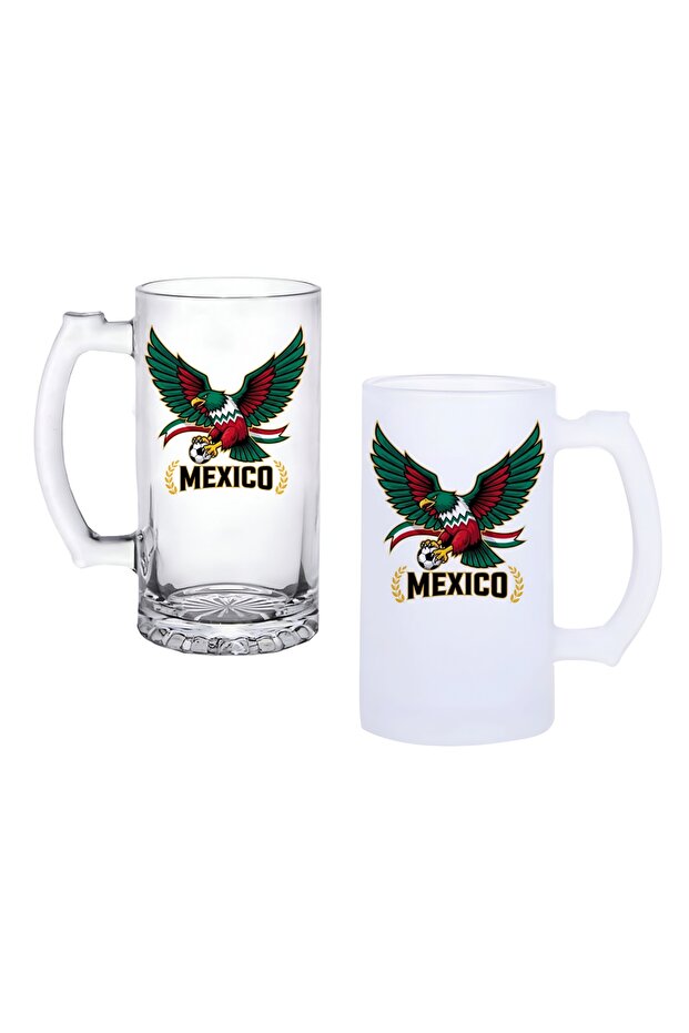 Mexico World Cup Beer Glass with Handle Frosted or Transparent Option 0155