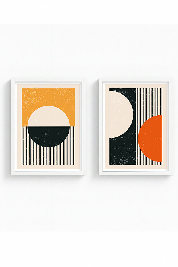 White Wooden Framed 2 Piece Set Painting Huhu18