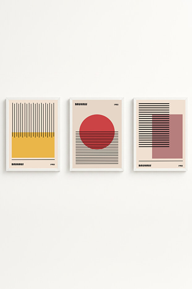White Wooden Framed 3-Piece Modern Painting Huhu250