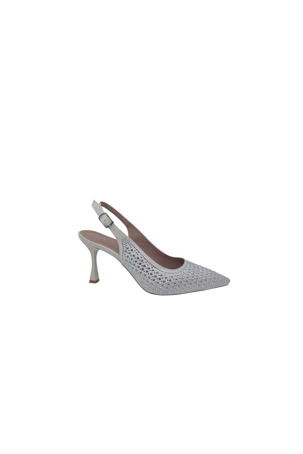 İzlife 122 Women's Satin Stone Closed Toe Open Back Thin Heeled Evening Dress Shoes