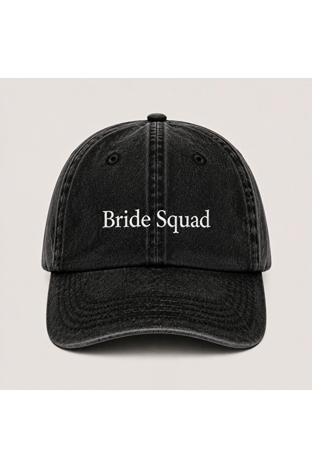 قبعة بيسبول مطرزة بتصميم "Bride Squad" للوصيفات، قابلة للغسل، بتصميم عتيق