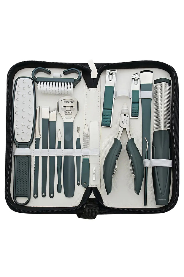 16 in 1 Stainless Steel Nail Clipper Set with Travel Case Manicure and Pedicure Grooming Kit