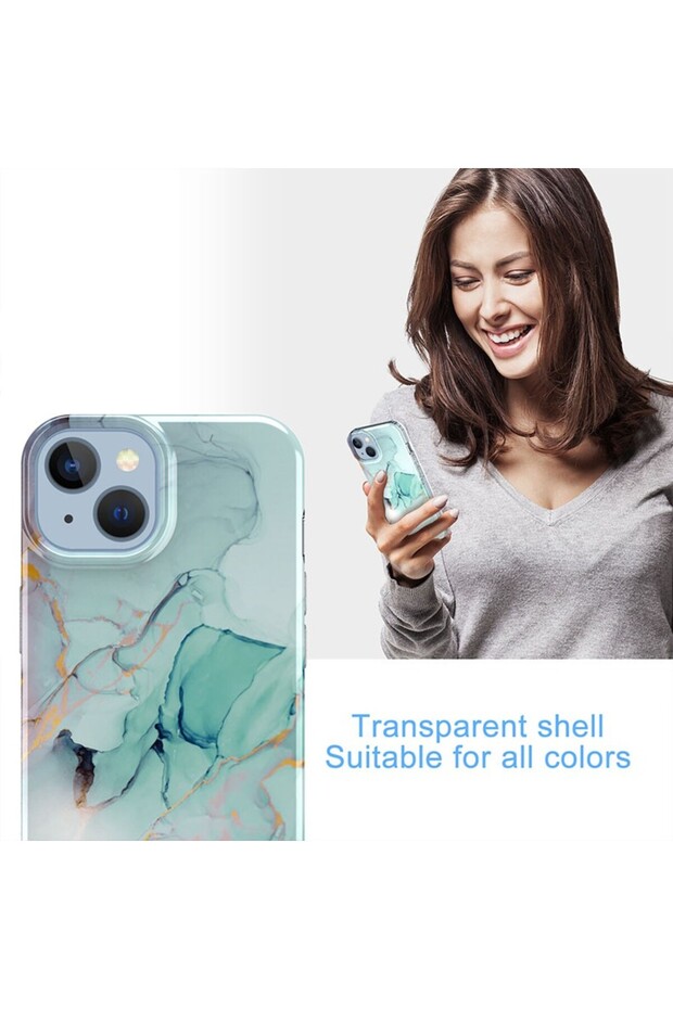 Marble Pattern IMD Θήκη Σιλικόνης Mint (Apple iPhone 14 Plus) - 4