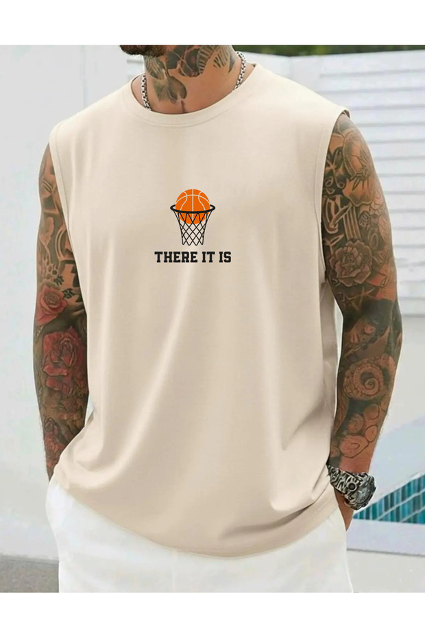 Basket Printed Zero Sleeve Sportswear Men's Sleeveless Tshirt