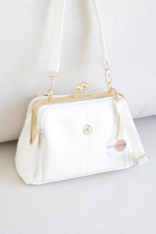 Women's Scholarship Handbag with Gold Clip, Multi-Compartment, Stylish Daily Shoulder Bag, Width 25, Length 19
