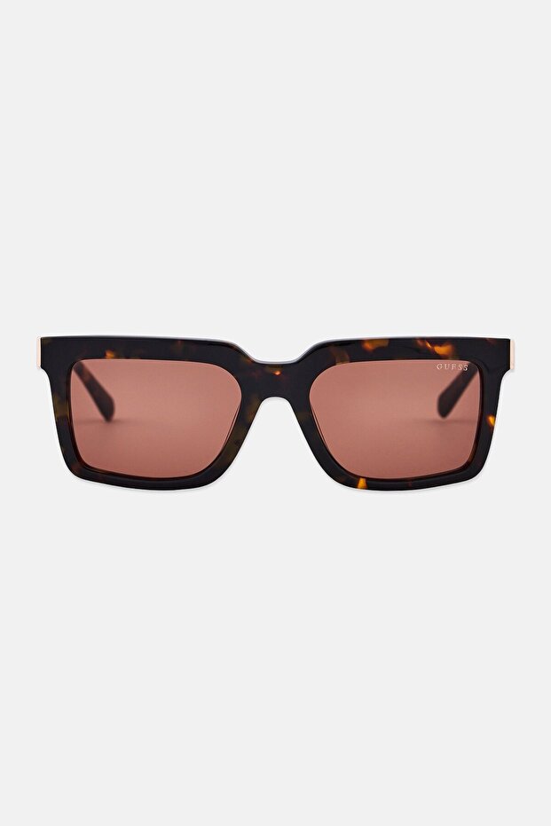 Men GU00213 52E Rectangular Sunglasses, Dark Havana