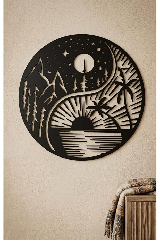Yin Yang 6mm Kalın MDF Duvar Tablosu | Yoga Meditasyon Dekoru | Salon ve Spa Duvar Süsü 30x30 - 1