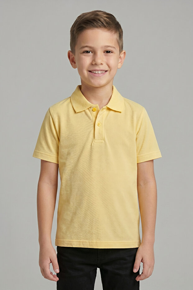 Unisex Kids Bright Light Yellow Lacoste Short Sleeve Polo Neck School T-Shirt Lacoste