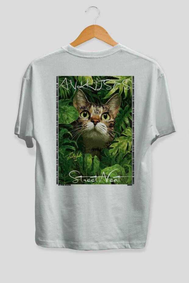 For the Love of Cats 11 Cats Printed White Oversize T-Shirt 100% Cotton Unisex Cat Lover Premium Design