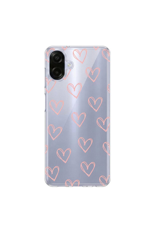 Samsung Galaxy A07 Compatible Heart 6 Design Transparent Case