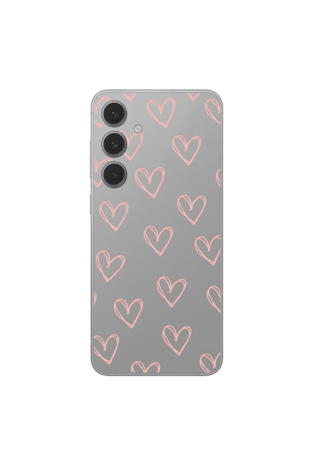 Samsung Galaxy S25 Fe Compatible Heart 6 Design Transparent Case