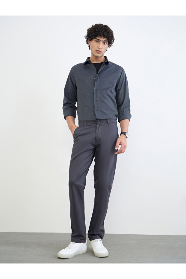 Men Regular Fit Solid Cotton Pants - 1