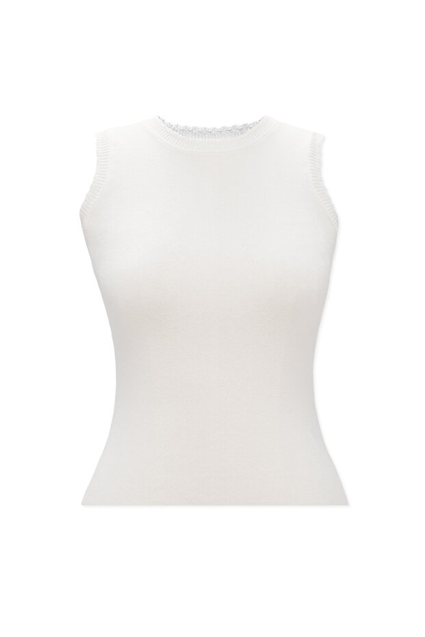 Women's Crew Neck Sleeveless Knitwear Blouse Slim Stylish
