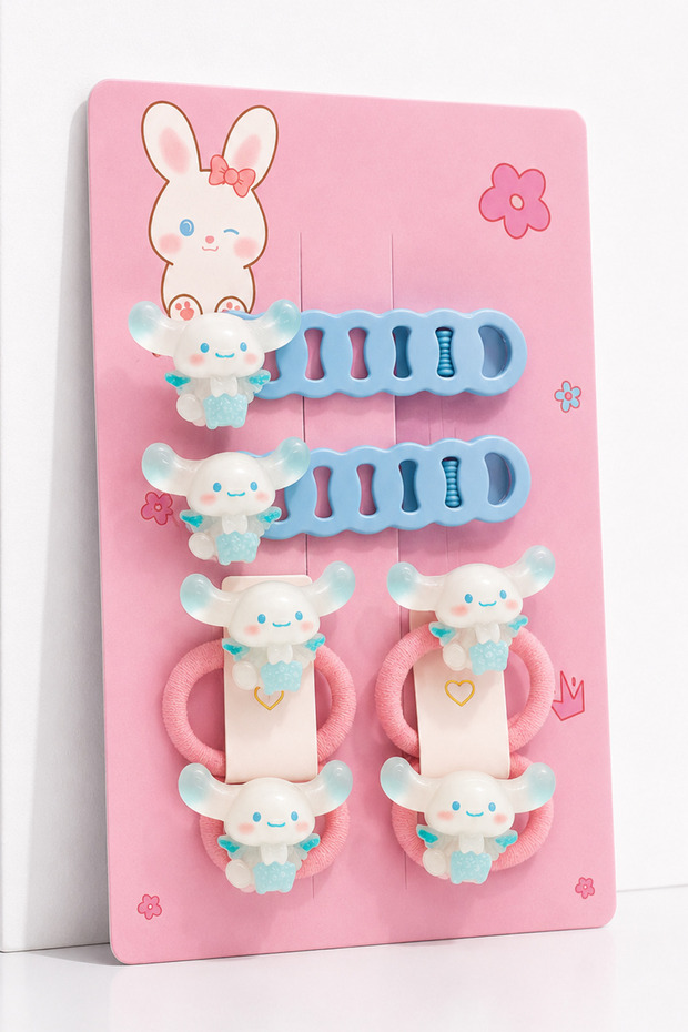 Purple Kuromi My Melodi Cinnamarroll Figured Girls' Buckle Set – Latch Buckle and Rubber Buckle 4-Piece Accessory Set