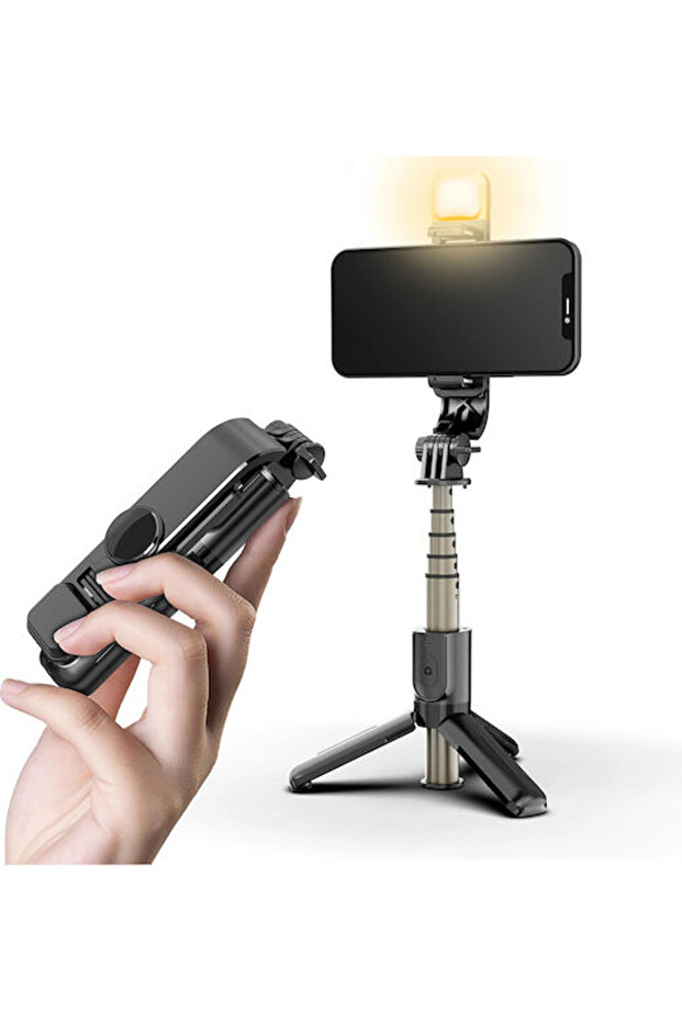 Selfie Stick with Bluetooth & Remote Control Black - 1