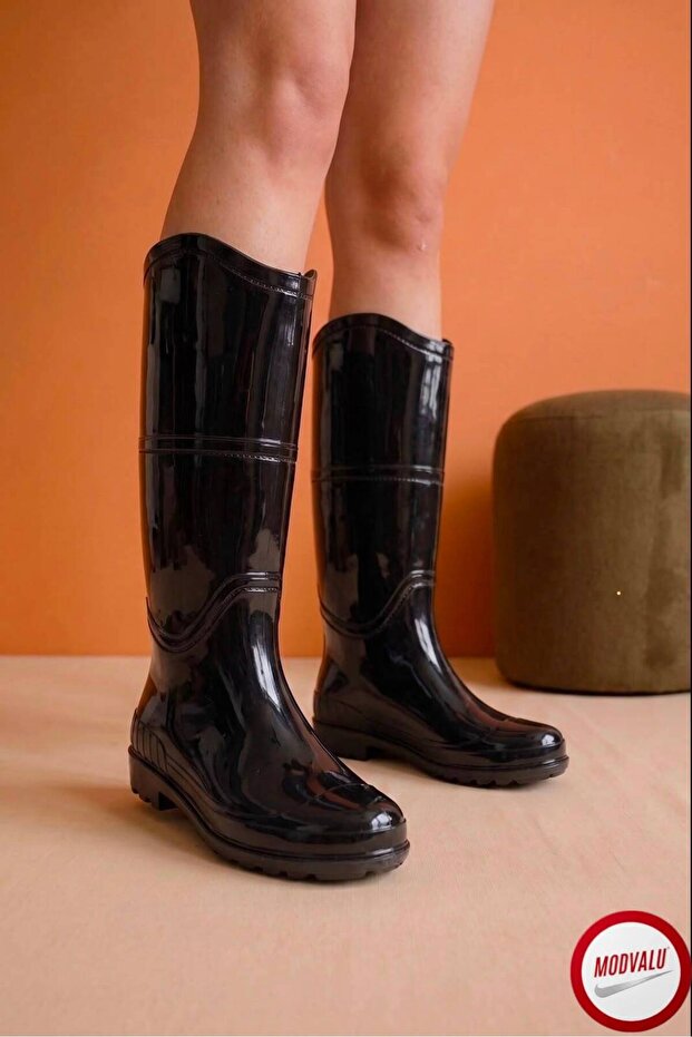 Black Long Waterproof Rain Boots