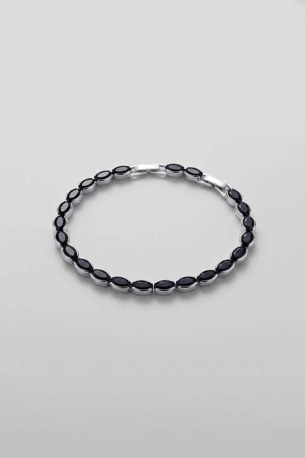 Unisex Geometric Stone Detailed Bracelet Black