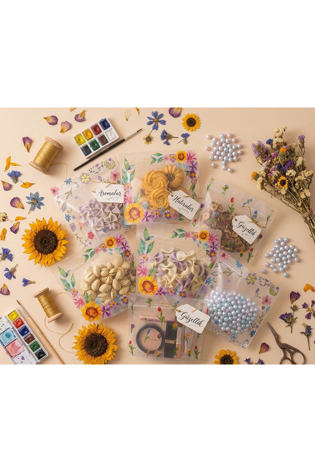 Flower Patterned Ziplock Bags 15 Pieces