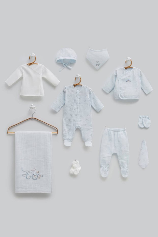 100% Cotton Muslin Premium First Car Baby Boy Set of 10 Newborn Sets