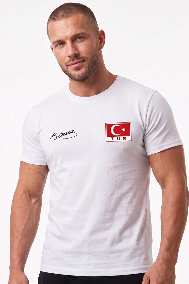 National Team Logo - Ataturk Signed Premium Cotton Unisex Fan T-Shirt