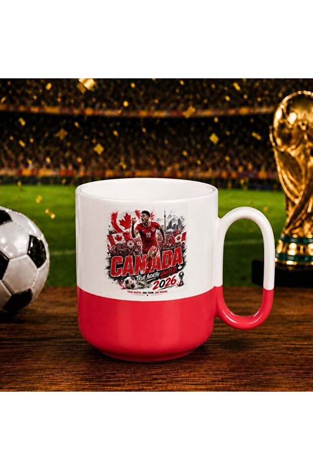 كأس الحظ السعيد الأحمر بتصميم كأس العالم 2026 بتصميم مشجعي كندا