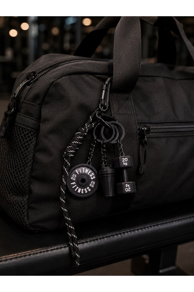 Fitness Charm Keychain | Dumbbell, Weight Plate, and Shaker Figure Sports Bag Ornament