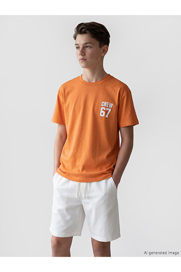 Original Oval Collar Printed Boy's T-Shirt
