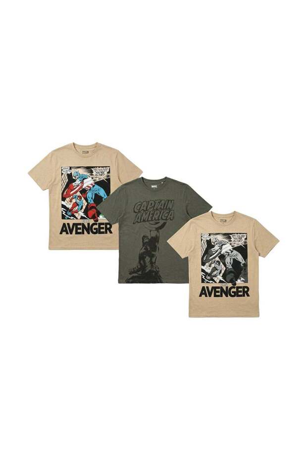 Captain America Men’s Graphic Printed T-Shirt (Pack of 3)