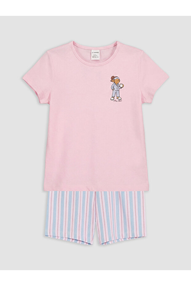 Esvab • Modern & Distinctive Zero Roba Collar Girls' Shorts Pajama Set