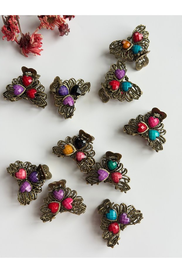 2-Piece Colorful Metal Hairpin with Vintage Heart Shape