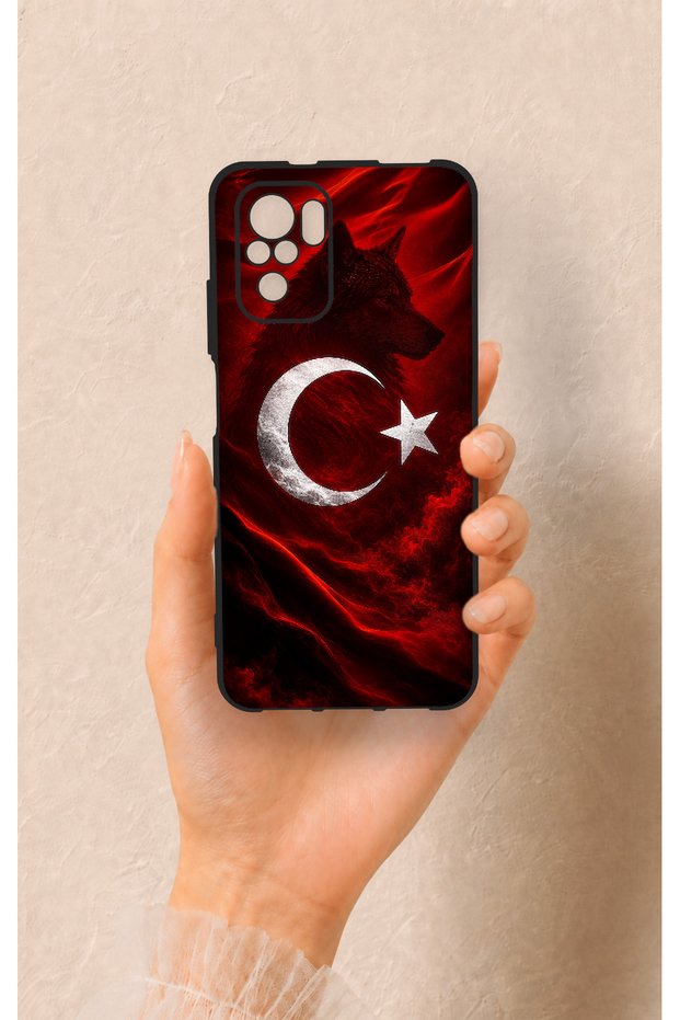 حافظة سيليكون متوافقة مع هاتف Redmi Note 10-10S بنمط علم تركي