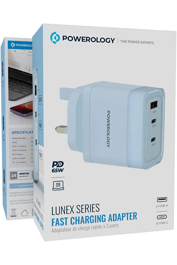 Lunex Series Fast Charging Adapter PD 65W Blue