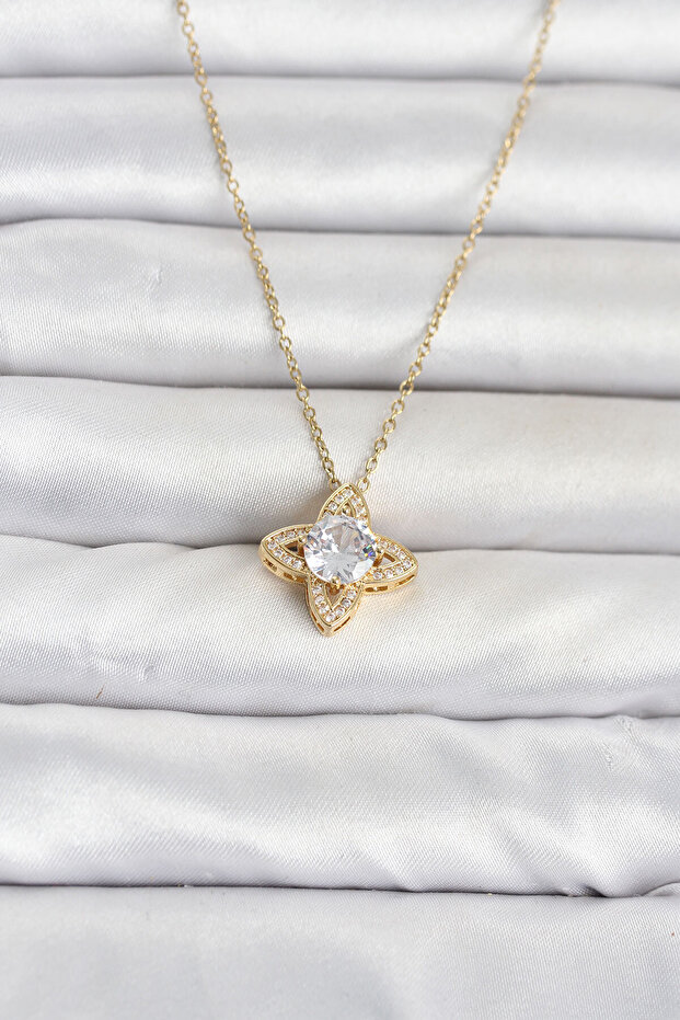 316L Steel Chain Gold Color Clover Model Women's Necklace