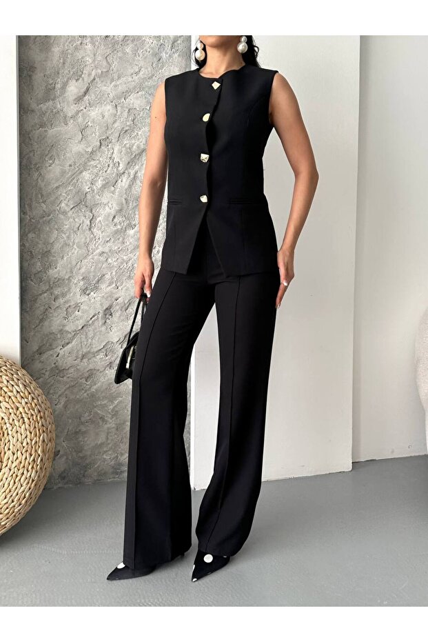 Patterned 4-Button Vest Trousers Blazer Suit