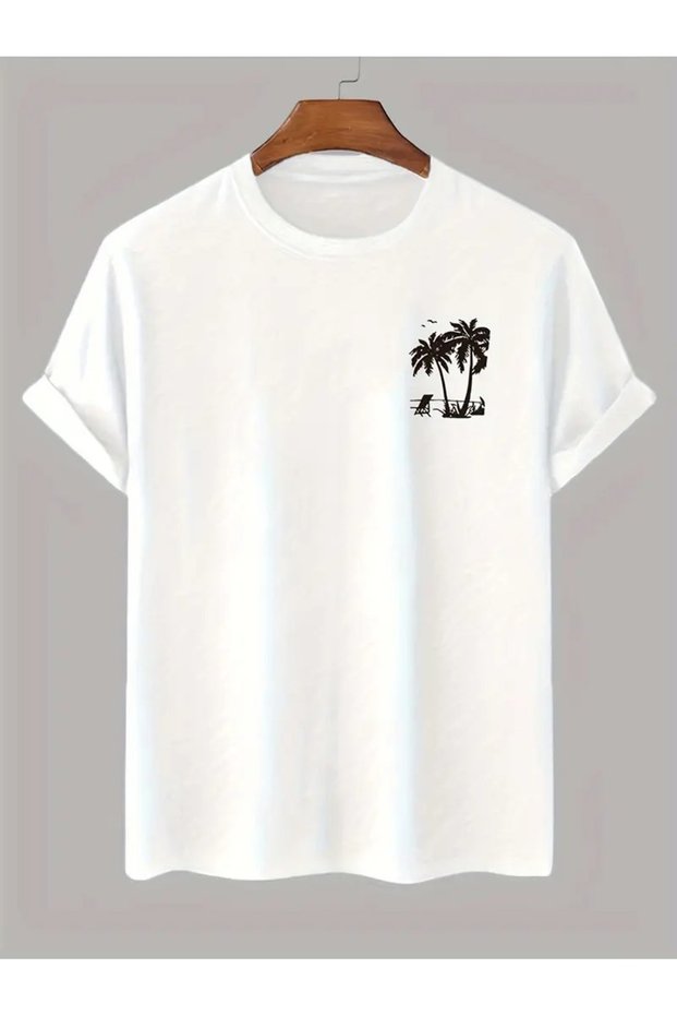Men's T-Shirt Palm Tree Printed Oversize Casual
