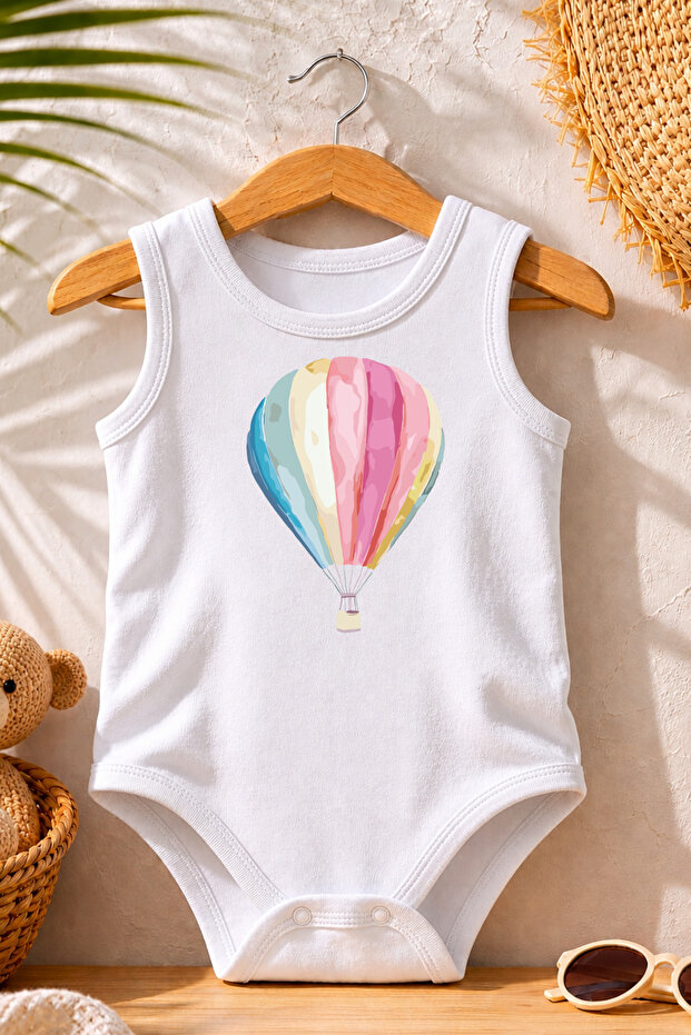 Flying Balloon Printed 100% Cotton Bodysuit Summer Bodysuit