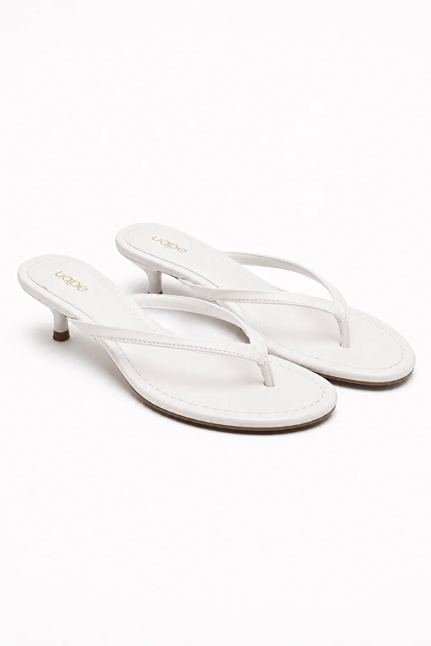 Nora Short Flip-Flop Women's Slippers with Nut Heel - White