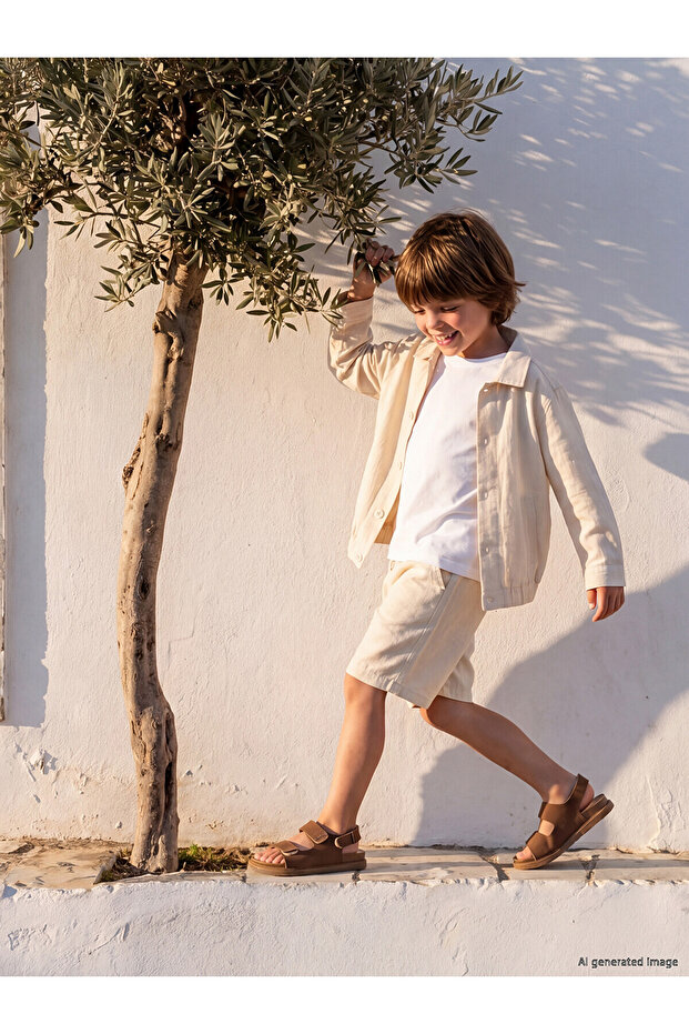 Nevavm Boys' Linen Blend Shorts with Elastic Waist
