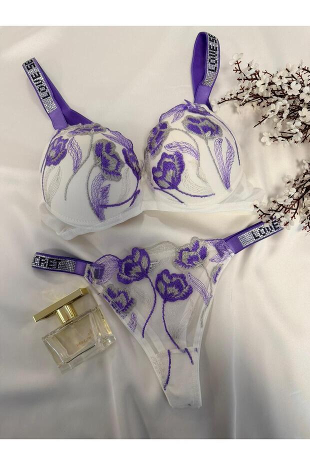 Premium Purple Stone Bralet Set