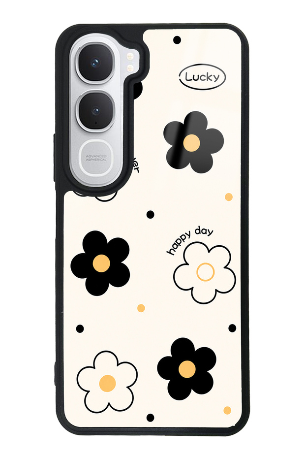 Vivo Y31 White Glossy Phone Case with Lucky Happy Day Design